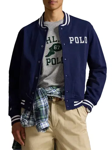 Polo Ralph Lauren Men's Logo Fleece Baseball Jacket - Newport Navy | Thumbnail 3 Polo Ralph Lauren Men's Logo Fleece Baseball Jacket - Newport Navy | Thumbnail 3