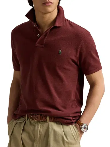 Polo Ralph Lauren Men's Custom-Slim-Fit Mesh Polo Shirt - Light Sport Heather | Thumbnail 8 Polo Ralph Lauren Men's Custom-Slim-Fit Mesh Polo Shirt - Light Sport Heather | Thumbnail 8