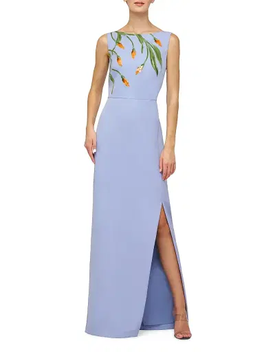 Kay Unger Women's Ira Embellished Column Gown - Blue Bird | Thumbnail 2 Kay Unger Women's Ira Embellished Column Gown - Blue Bird | Thumbnail 2