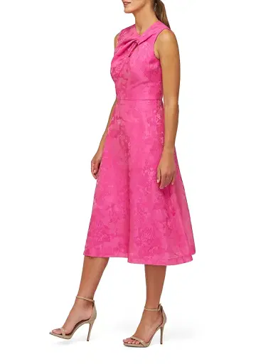 Kay Unger Women's Valencia Jacquard Sleeveless Midi-Dress - Pink Zinnia | Thumbnail 3 Kay Unger Women's Valencia Jacquard Sleeveless Midi-Dress - Pink Zinnia | Thumbnail 3