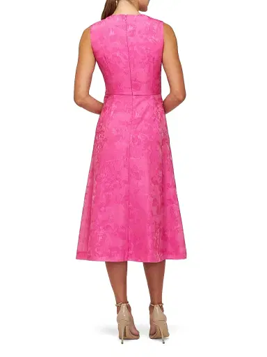 Kay Unger Women's Valencia Jacquard Sleeveless Midi-Dress - Pink Zinnia | Thumbnail 4 Kay Unger Women's Valencia Jacquard Sleeveless Midi-Dress - Pink Zinnia | Thumbnail 4