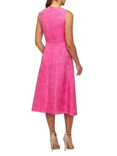 Kay Unger Women's Valencia Jacquard Sleeveless Midi-Dress - Pink Zinnia | Thumbnail 6 Kay Unger Women's Valencia Jacquard Sleeveless Midi-Dress - Pink Zinnia | Thumbnail 6