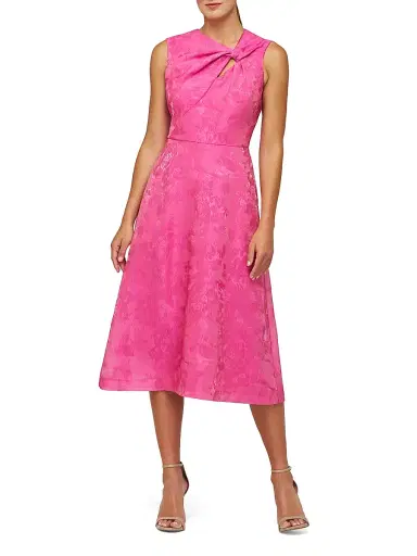 Kay Unger Women's Valencia Jacquard Sleeveless Midi-Dress - Pink Zinnia | Thumbnail 1 Kay Unger Women's Valencia Jacquard Sleeveless Midi-Dress - Pink Zinnia | Thumbnail 1