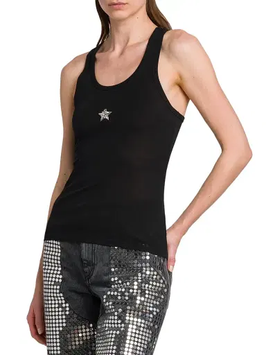 Stella McCartney Women's Crystal Mini Star Scoopneck Tank - Black - Size XS | Thumbnail 4 Stella McCartney Women's Crystal Mini Star Scoopneck Tank - Black - Size XS | Thumbnail 4