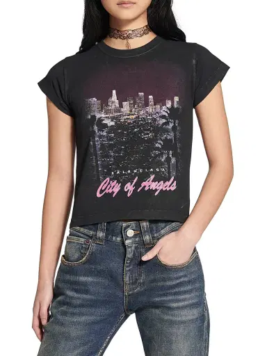 Balenciaga Women's City of Angels Shrunk T-Shirt - Black Faded | Thumbnail 3 Balenciaga Women's City of Angels Shrunk T-Shirt - Black Faded | Thumbnail 3