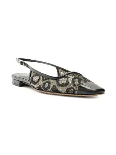 Alexandre Birman Women's Olivia Lace Slingback Flats - Golden Black | Thumbnail 2 Alexandre Birman Women's Olivia Lace Slingback Flats - Golden Black | Thumbnail 2