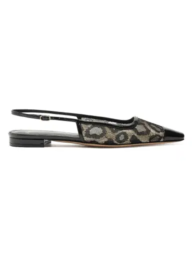 Alexandre Birman Women's Olivia Lace Slingback Flats - Golden Black | Thumbnail 1 Alexandre Birman Women's Olivia Lace Slingback Flats - Golden Black | Thumbnail 1
