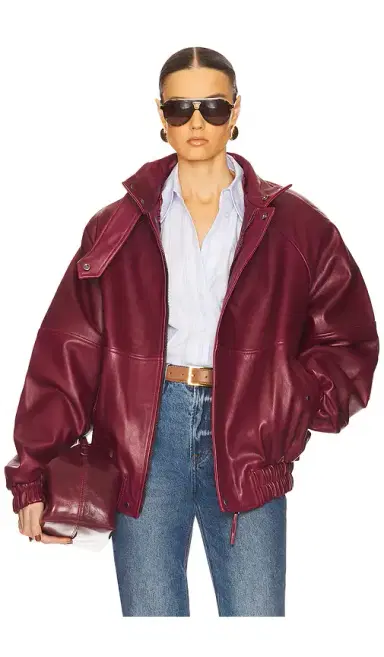 Helsa The Oversized Leather Bomber | Thumbnail 7 Helsa The Oversized Leather Bomber | Thumbnail 7