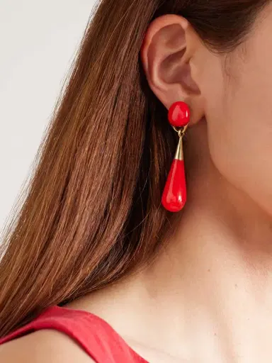 Dinosaur Designs Dew Drop Medium Gold-tone And Resin Earrings | Thumbnail 2 Dinosaur Designs Dew Drop Medium Gold-tone And Resin Earrings | Thumbnail 2