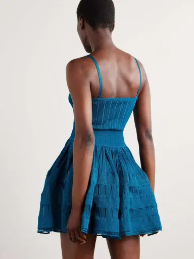 Alaïa Tiered Pointelle-knit Mini Dress | Thumbnail 3 Alaïa Tiered Pointelle-knit Mini Dress | Thumbnail 3