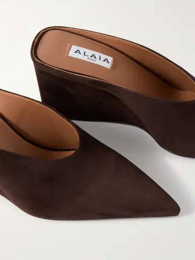 Alaïa 75 Suede Point-toe Wedge Mules | Thumbnail 4 Alaïa 75 Suede Point-toe Wedge Mules | Thumbnail 4