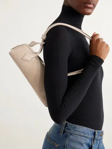 Alaïa Le Teckel Small Leather-trimmed Suede Shoulder Bag | Thumbnail 2 Alaïa Le Teckel Small Leather-trimmed Suede Shoulder Bag | Thumbnail 2