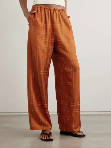 TOTEME Embroidered Silk-twill Wide-leg Pants | Thumbnail 3 TOTEME Embroidered Silk-twill Wide-leg Pants | Thumbnail 3