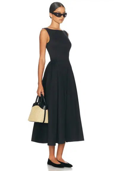 Helsa Stretch Cotton Sateen Midi Dress | Thumbnail 2 Helsa Stretch Cotton Sateen Midi Dress | Thumbnail 2