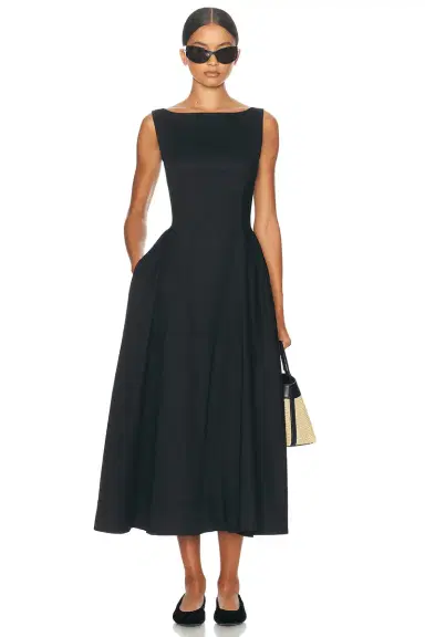 Helsa Stretch Cotton Sateen Midi Dress | Thumbnail 1 Helsa Stretch Cotton Sateen Midi Dress | Thumbnail 1