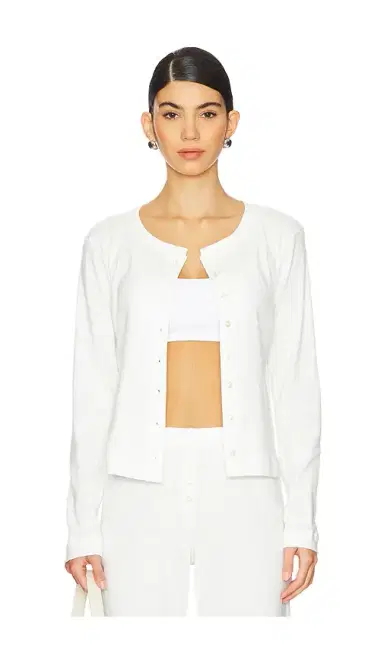 LESET Pointelle Classic Crew Cardigan | Thumbnail 1 LESET Pointelle Classic Crew Cardigan | Thumbnail 1