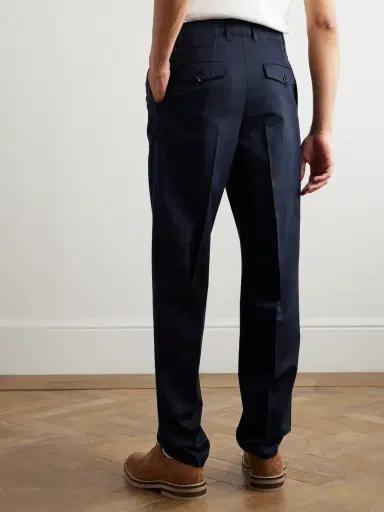 Brunello Cucinelli Tapered Pleated Pinstriped Wool and Cotton-Blend Trousers - Men | Thumbnail 5 Brunello Cucinelli Tapered Pleated Pinstriped Wool and Cotton-Blend Trousers - Men | Thumbnail 5