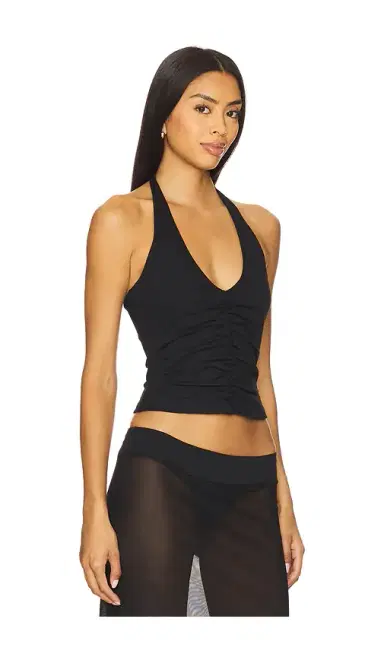 susana monaco Center Gathered Tie Halter Top | Thumbnail 2 susana monaco Center Gathered Tie Halter Top | Thumbnail 2