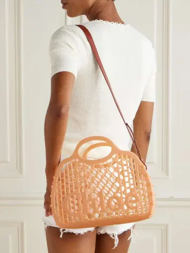 Chloé Cage Leather-trimmed Studded Rubber Shoulder Bag | Thumbnail 2 Chloé Cage Leather-trimmed Studded Rubber Shoulder Bag | Thumbnail 2