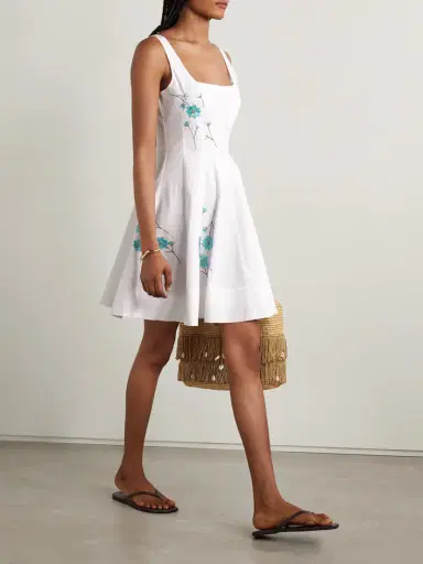 Staud Wells Pleated Embellished Cotton-blend Poplin Mini Dress | Thumbnail 2 Staud Wells Pleated Embellished Cotton-blend Poplin Mini Dress | Thumbnail 2