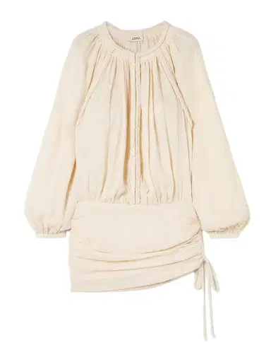 Isabel Marant Jaoni Gathered Ruched Braided Cotton-gauze Mini Dress | Thumbnail 1 Isabel Marant Jaoni Gathered Ruched Braided Cotton-gauze Mini Dress | Thumbnail 1