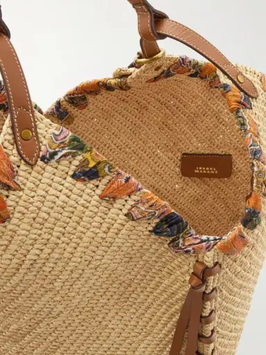 Isabel Marant Tampa Whipstitched Leather And Printed Silk-trimmed Raffia Shoulder Bag | Thumbnail 5 Isabel Marant Tampa Whipstitched Leather And Printed Silk-trimmed Raffia Shoulder Bag | Thumbnail 5