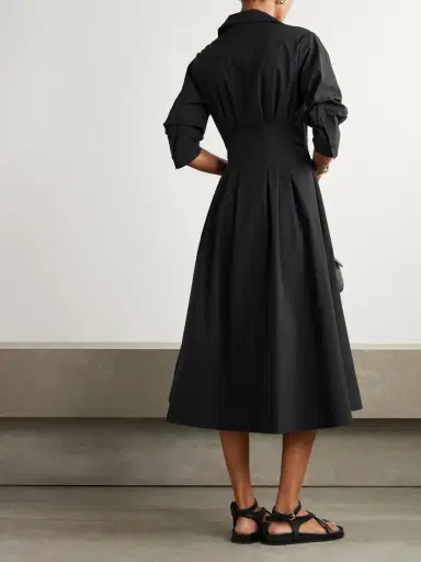 Simkhai Jazz Pleated Cotton-blend Poplin Midi Shirt Dress | Thumbnail 3 Simkhai Jazz Pleated Cotton-blend Poplin Midi Shirt Dress | Thumbnail 3