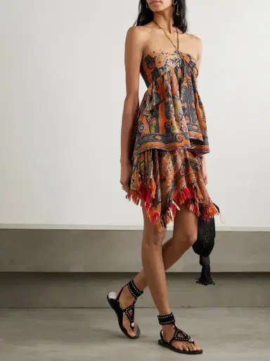 Isabel Marant Yickia Tiered Printed Silk-voile Halterneck Top | Thumbnail 2 Isabel Marant Yickia Tiered Printed Silk-voile Halterneck Top | Thumbnail 2