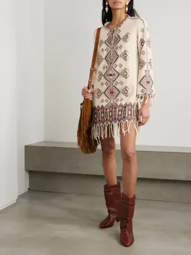 Isabel Marant Zayana Fringed Embellished Embroidered Silk-gauze Mini Dress | Thumbnail 2 Isabel Marant Zayana Fringed Embellished Embroidered Silk-gauze Mini Dress | Thumbnail 2