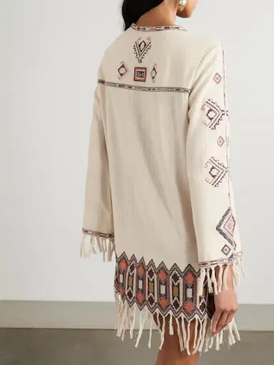 Isabel Marant Zayana Fringed Embellished Embroidered Silk-gauze Mini Dress | Thumbnail 3 Isabel Marant Zayana Fringed Embellished Embroidered Silk-gauze Mini Dress | Thumbnail 3
