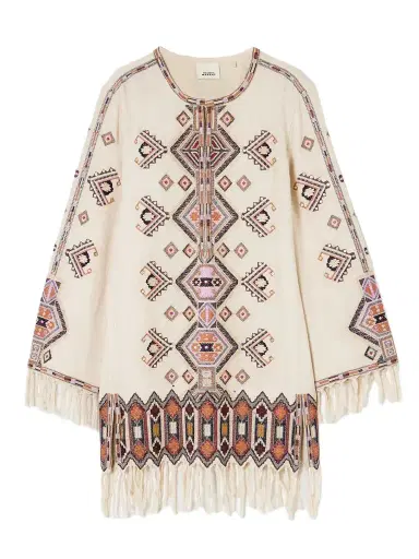 Isabel Marant Zayana Fringed Embellished Embroidered Silk-gauze Mini Dress | Thumbnail 1 Isabel Marant Zayana Fringed Embellished Embroidered Silk-gauze Mini Dress | Thumbnail 1