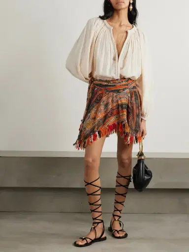 Isabel Marant Jenna Frayed Braided Gathered Cotton-gauze Blouse | Thumbnail 2 Isabel Marant Jenna Frayed Braided Gathered Cotton-gauze Blouse | Thumbnail 2