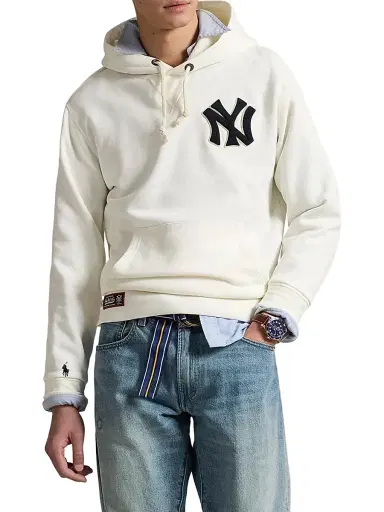 Polo Ralph Lauren Men's Yankees Fleece Hoodie - Deckwash White | Thumbnail 2 Polo Ralph Lauren Men's Yankees Fleece Hoodie - Deckwash White | Thumbnail 2