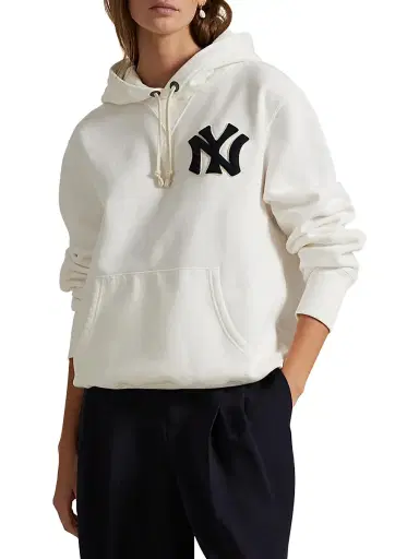Polo Ralph Lauren Men's Yankees Fleece Hoodie - Deckwash White | Thumbnail 3 Polo Ralph Lauren Men's Yankees Fleece Hoodie - Deckwash White | Thumbnail 3