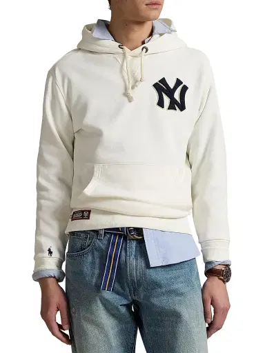 Polo Ralph Lauren Men's Yankees Fleece Hoodie - Deckwash White | Thumbnail 4 Polo Ralph Lauren Men's Yankees Fleece Hoodie - Deckwash White | Thumbnail 4