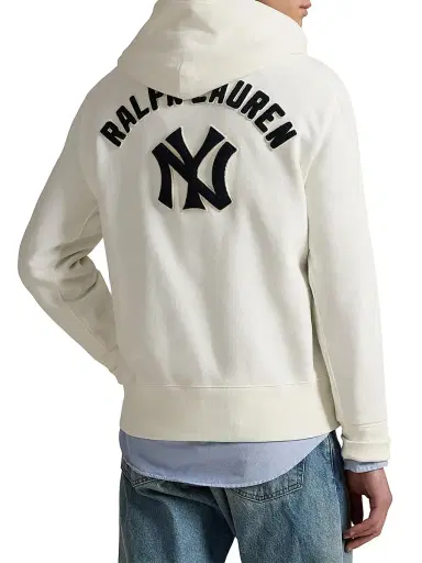 Polo Ralph Lauren Men's Yankees Fleece Hoodie - Deckwash White | Thumbnail 5 Polo Ralph Lauren Men's Yankees Fleece Hoodie - Deckwash White | Thumbnail 5