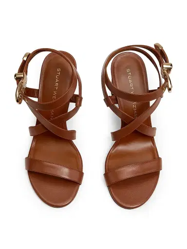 Stuart Weitzman Women's Maven 75MM Leather Block-Heel Sandals - Luxe Saddle | Thumbnail 4 Stuart Weitzman Women's Maven 75MM Leather Block-Heel Sandals - Luxe Saddle | Thumbnail 4