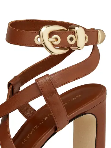 Stuart Weitzman Women's Maven 75MM Leather Block-Heel Sandals - Luxe Saddle | Thumbnail 5 Stuart Weitzman Women's Maven 75MM Leather Block-Heel Sandals - Luxe Saddle | Thumbnail 5