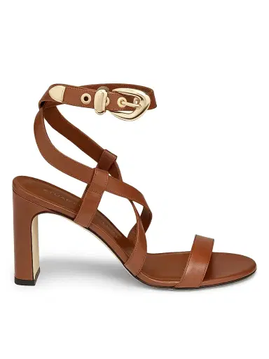 Stuart Weitzman Women's Maven 75MM Leather Block-Heel Sandals - Luxe Saddle | Thumbnail 1 Stuart Weitzman Women's Maven 75MM Leather Block-Heel Sandals - Luxe Saddle | Thumbnail 1