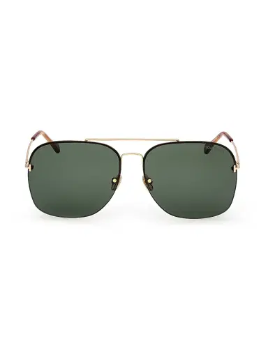 Tom Ford Men's Mackenzie 64MM Aviator Sunglasses - Shiny Gold Green | Thumbnail 2 Tom Ford Men's Mackenzie 64MM Aviator Sunglasses - Shiny Gold Green | Thumbnail 2