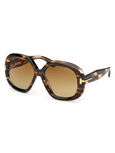 Tom Ford Women's Icon 56MM Geometric Sunglasses - Brown Striped Honey | Thumbnail 1 Tom Ford Women's Icon 56MM Geometric Sunglasses - Brown Striped Honey | Thumbnail 1