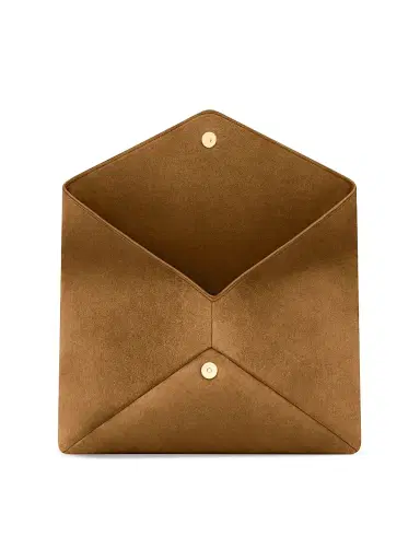 Saint Laurent Women's Cassandre Large Envelope Pouch in Suede - Caramel Cognac | Thumbnail 7 Saint Laurent Women's Cassandre Large Envelope Pouch in Suede - Caramel Cognac | Thumbnail 7