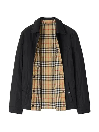 Burberry Men's Brighton Reversible Quilted Nylon Overshirt - Black | Thumbnail 2 Burberry Men's Brighton Reversible Quilted Nylon Overshirt - Black | Thumbnail 2