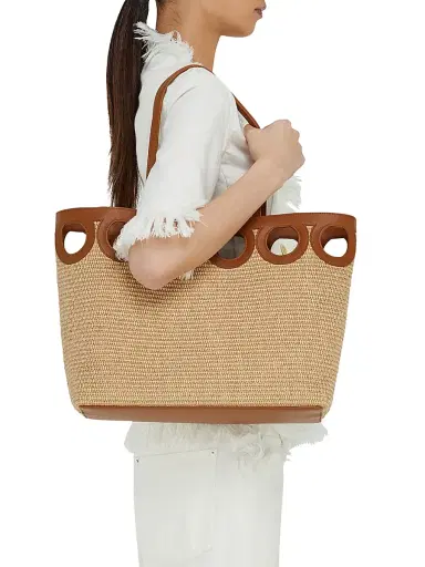 FERRAGAMO Women's Raffia & Leather Tote Bag - Naturale Resort | Thumbnail 2 FERRAGAMO Women's Raffia & Leather Tote Bag - Naturale Resort | Thumbnail 2