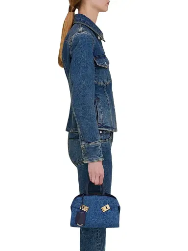 Ferragamo Women's Hug Mini Denim Handbag | Thumbnail 2 Ferragamo Women's Hug Mini Denim Handbag | Thumbnail 2