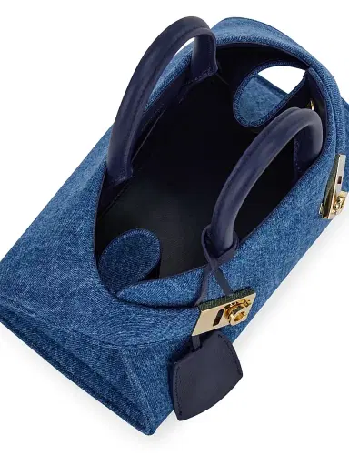 Ferragamo Women's Hug Mini Denim Handbag | Thumbnail 6 Ferragamo Women's Hug Mini Denim Handbag | Thumbnail 6