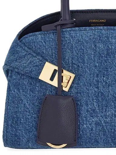 Ferragamo Women's Hug Mini Denim Handbag | Thumbnail 7 Ferragamo Women's Hug Mini Denim Handbag | Thumbnail 7