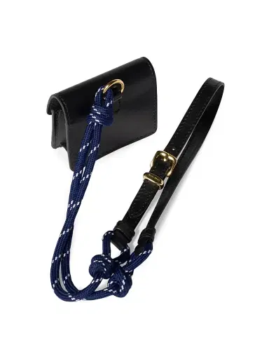 Miu Miu Women's Leather And Cord Trick Bag Accessory - Black | Thumbnail 2 Miu Miu Women's Leather And Cord Trick Bag Accessory - Black | Thumbnail 2