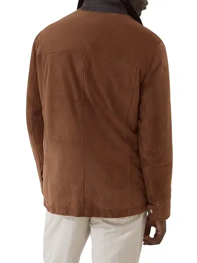 Brunello Cucinelli Men's Suede Field Jacket with Thermore Padding - Light Brown | Thumbnail 3 Brunello Cucinelli Men's Suede Field Jacket with Thermore Padding - Light Brown | Thumbnail 3