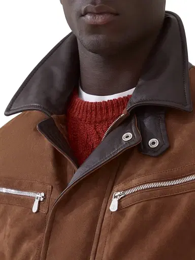 Brunello Cucinelli Men's Suede Field Jacket with Thermore Padding - Light Brown | Thumbnail 4 Brunello Cucinelli Men's Suede Field Jacket with Thermore Padding - Light Brown | Thumbnail 4